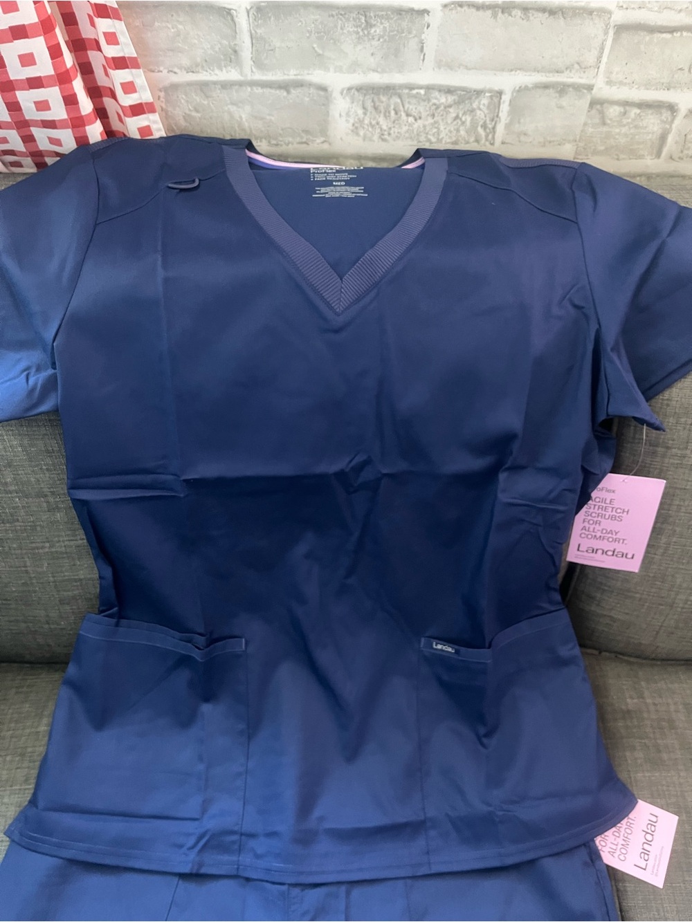Landau Navy V-Neck Short Sleeve Scrub Top